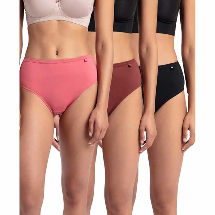 Jockey 1406 Womens High Coverage Super Combed Cotton Mid Waist Hipster with Concealed Waistband Dark Assorted Colors